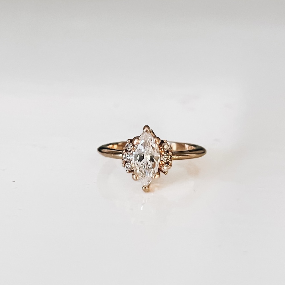Certified natural marquis diamond engagement ring 14k gold & custom band size 5